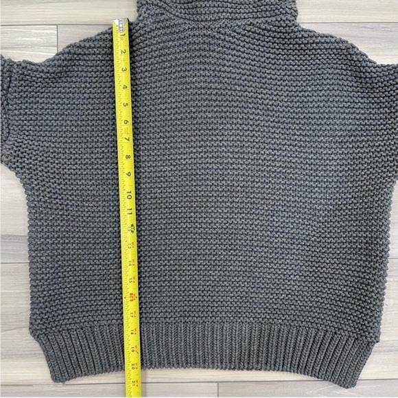 ZARA KNIT Slate Grey Chunky Knit Turtleneck Sweater Size Small Relaxed Fit - Picture 8 of 14